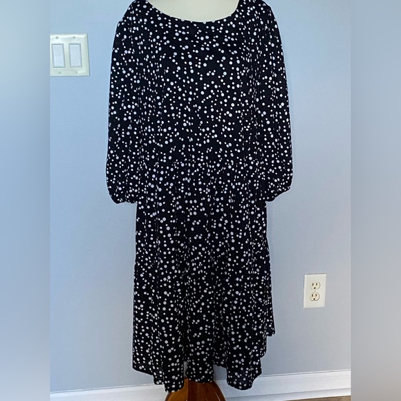 Jessica Howard Black White Polka Dot Ruffle Dress with Pockets Size 20W - Picture 1 of 7